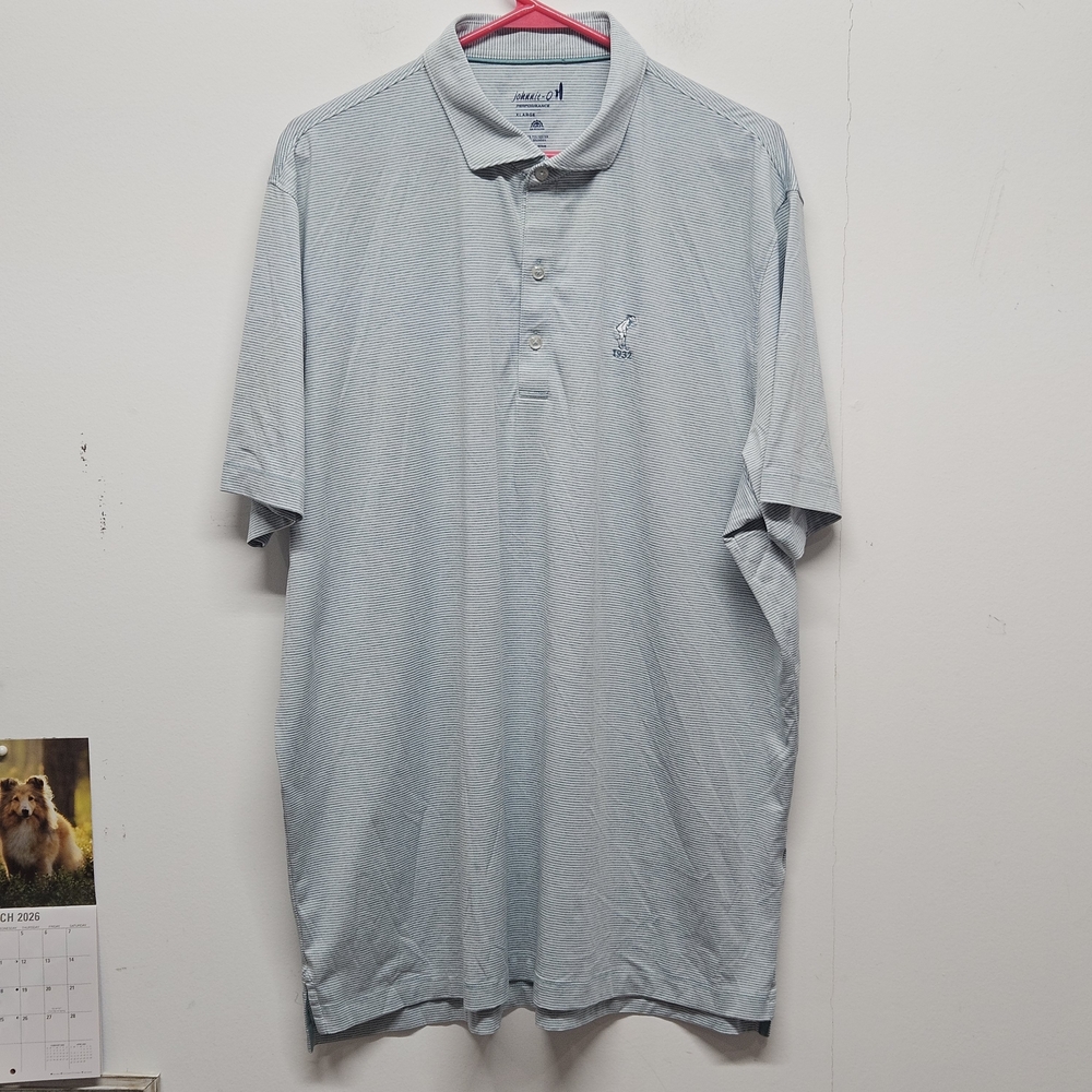 Johnnie-o Polo Lyndon Performance Jersey Size XL Green Grass Stripe Shirt